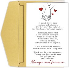 Romantic Valentines Day Card for Him Her, Heartfelt Poem Anniversary Card for Bo