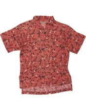 MANUEL RITZ PIPO Mens Short Sleeve Pullover Shirt Large Pink Paisley CG09