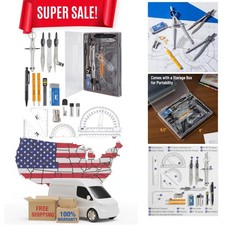 Geometry Set with 6 Inch Swing Arm Protractor, Divider, Set Squares, Ruler, C...