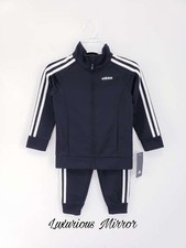Adidas Little Tricot Jacket Pants Tracksuit Girls 2 Piece Signature Black Sz 4