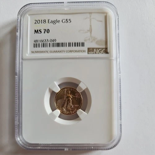 2018 $5 AMERICAN GOLD EAGLE 1/10 OZ .999 FINE GOLD NGC MS70 11GCD25