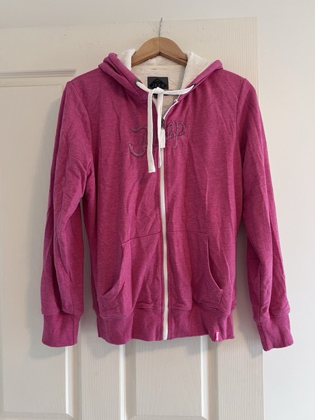 Jeep Ladies Fabulous Fuchsia Fleece Lined Zip Up Hoodie Embroidered Logo Size L