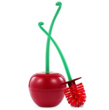 Cherry Toilet Brush and Holder, Funky Cherry Bathroom Brush with Solid Handle...