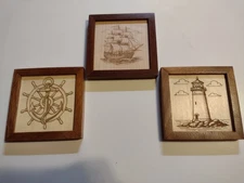 Lot of 3 Hand Crafted Wall Plaques - Nautical Decor - Laser Engraved