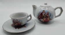 Vintage Mini Teapot- Cup-Plate Courting Couple Porcelain Teapot Miniature China