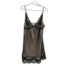 Bare Luxury Womens Lace Overlay Chemise Slip Dress Size XL Black Babydoll Club