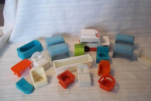 Vintage Fisher Price Little People ???  Accessories Lot - AMBULANCE