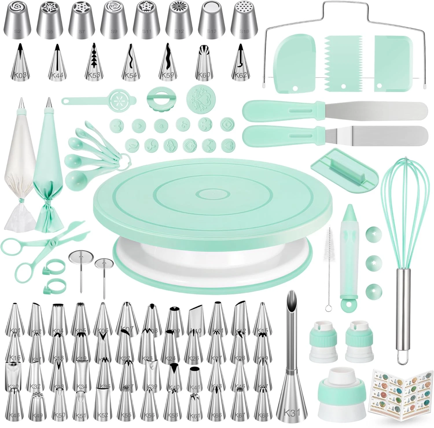 158Pcs Cake Decorating Kit, Baking Supplies Tools - Includes Cake Stand Turntabl