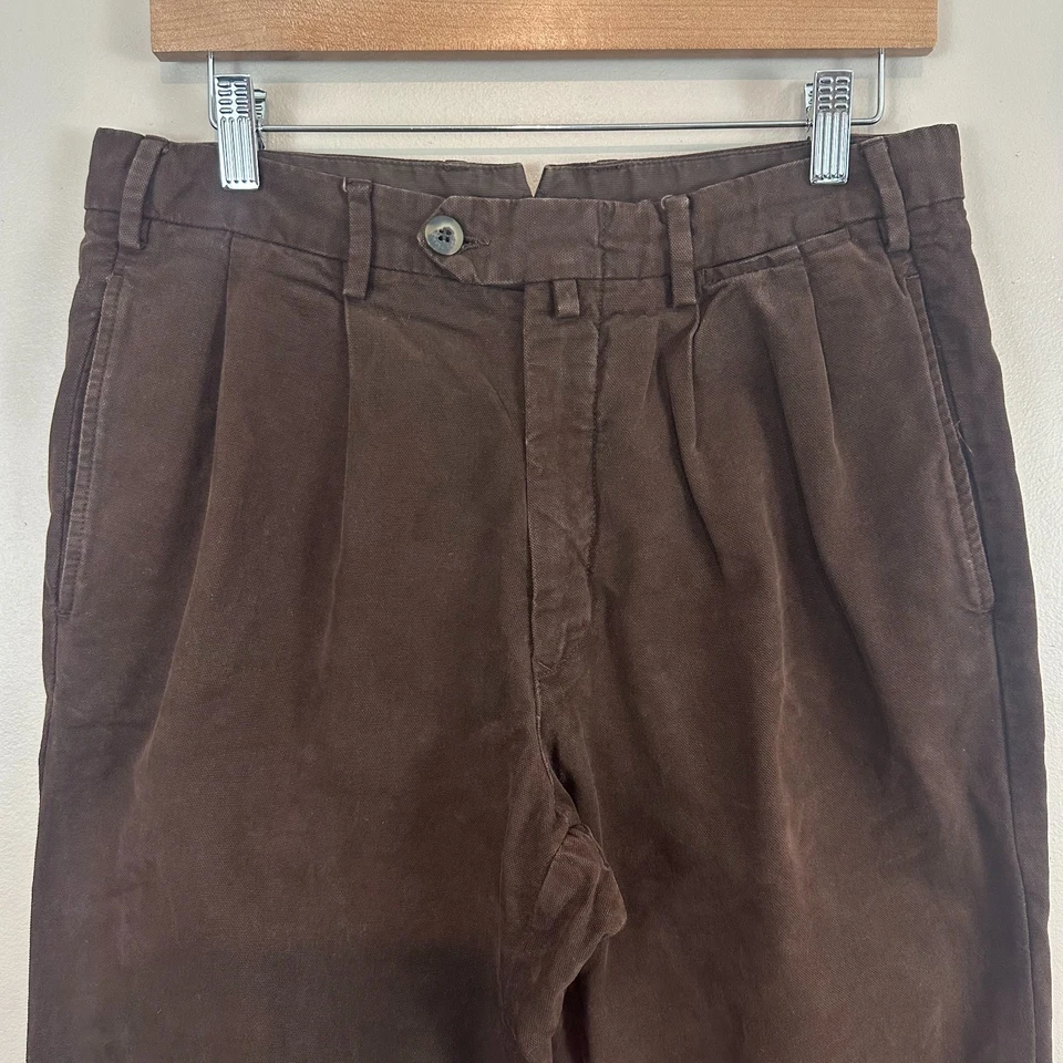 Pantalones de vestir Loro Piana para hombre 48 (30x30) marrón algodón plisado pierna recta Foto 3 de 4