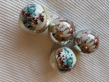 4 Christmas Bauble Bradford Plastic Santa And Reindeer Vintage