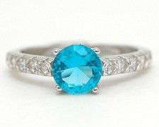 2CT Blue Topaz  Topaz 925 Solid Sterling Silver Ring Sz 8 UB1-3