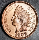 1902 INDIAN HEAD CENT - With LIBERTY & 4 DIAMONDS - AU UNC