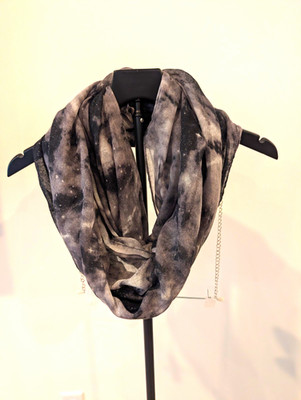 Women s Black & Gray Galaxy Print Space Theme Infinity Scarf 38 x 34 in