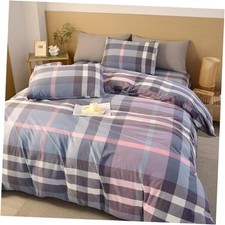 100 Washed Cotton Duvet Cover Size 3 Pieces Buffalo Check Plaid Full Plaid a