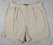 VTG 90s Polo Ralph Lauren Andrew Shorts Mens 32 Beige Pleated Chino Preppy