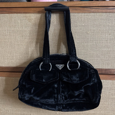 Vintage Prada Velvet Black Shoulder Bag in amazing condition
