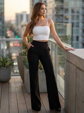 Women's Dress Pants High Waisted Business Casual Flare Pants Work Trousers b