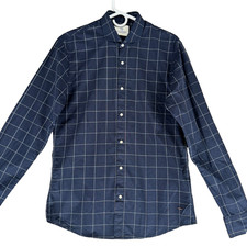 Scotch  Soda Amsterdam Couture Slim Fit Men Size M Blue Check L/S Casual Shirt