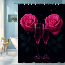 Pink Rose Shower Curtain with Floral Design for Bathroom Decor