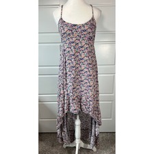 Lucca Couture Floral Print Hi-Lo Maxi Dress Adjustable Straps Summer Womens
