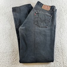 Y2K Levis 501 Jeans Mens 33x32 tag 34x32 Black Button Fly Straight Distressed