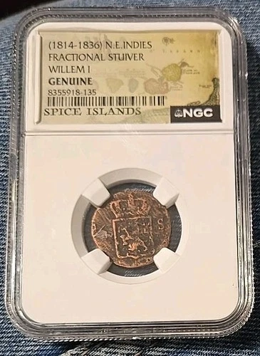 (1814-1836) N. E Indies Fractional Stuiver Willem 1 - NGC Genuine-Spice Islands