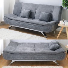 3 Seater Recliner Sofa Bed Folding Double Sleeper Bed Leather Fabric Couch Bed