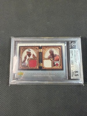 Michael Jordan LeBron James Dual Jersey Patch 2007-08 Artifacts BGS 8.5 150/150
