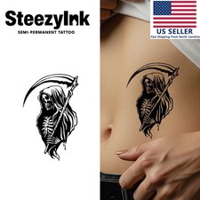 SteezyInk temporary tattoo Grim Reaper last upto 2 weeks 3 x 6 inch