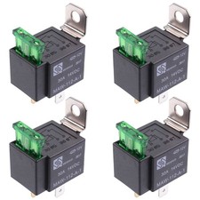 4 x 12V Automotive On/Off Fused Relay 30A 4-Pin Auto Car