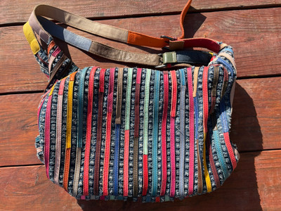 Ameri Leather Striped Duffel / Overnight Bag