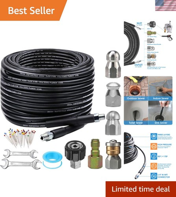 #ad #ad 5800PSI Drain Cleaning Hose Complete 100FT Jetting Kit with Versatile Nozzles $127.38