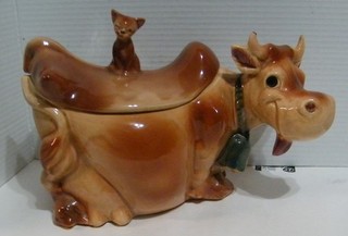 Vintage Brush USA McCoy Elsie the Cow w/Winking Cat Cookie Jar W10 1950s