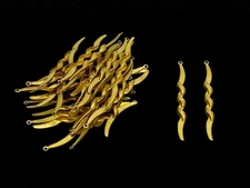 Vintage Brass Swirl Drops 54mm – Set of 33 Twisted Top-Hole Charms