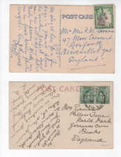 Jamacia Postal History - 2x used postcards with stamps & postmarks