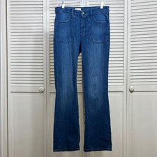 Anthropologie Pilcro The Icon Slight Flared Blue Stretch Denim Jeans Size 28