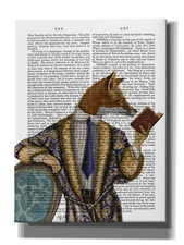 Epic Graffiti 'Book Reader Fox' by Fab Funky, Giclee Canvas Wall Art