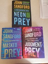 John Sandford Hardback Books Lot Of 3 Judgment Prey, Masked prey, Neon Prey EUC