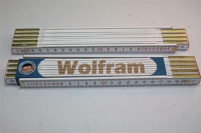 Zollstock mit  NAMEN      WOLFRAM     Lasergravur 2 Meter Handwerkerqualität