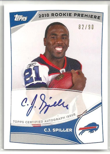 2010 10 Topps Rookie Premiere C.J. SPILLER ROOKIE PREMIERE AUTO ON CARD SP 82/90