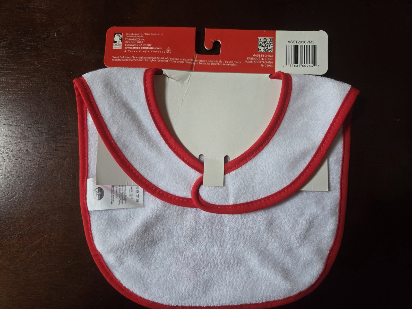 NWT Neat Solutions One Size My 1st Valentine's Day white red pink cloth baby bib