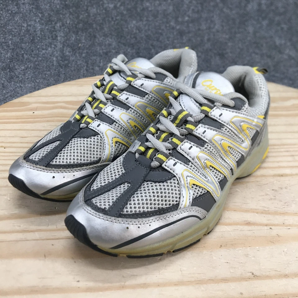 Curves Shoes Womens 8 Pointure Athletic Low Sneakers Yellow Silver Leather - Image 3 of 4