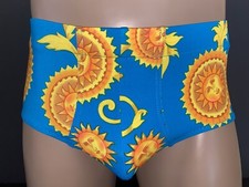 Vintage Ritchie Swimwear Sun Print Blue Swim Brief Size Small