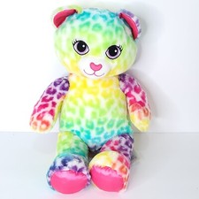 Build A Bear Kitty Cat Leopard Rainbow Pastel Confetti Pink Paws 16" Plush