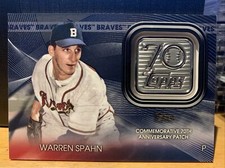 2021 Topps Update Warren Spahn 70th Anniversary Logo Patch Blue SP