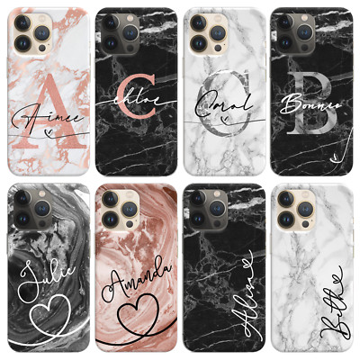  Personalisierte Handyhülle Marmor Name Silikon Abdeckung für iPhone 11 12 13 14 XR 7 8