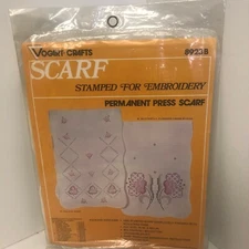 Vogart Crafts 8923b Butterfly Flowers Cross Stitch Scarf Runner 15 x 42 Inch NIP