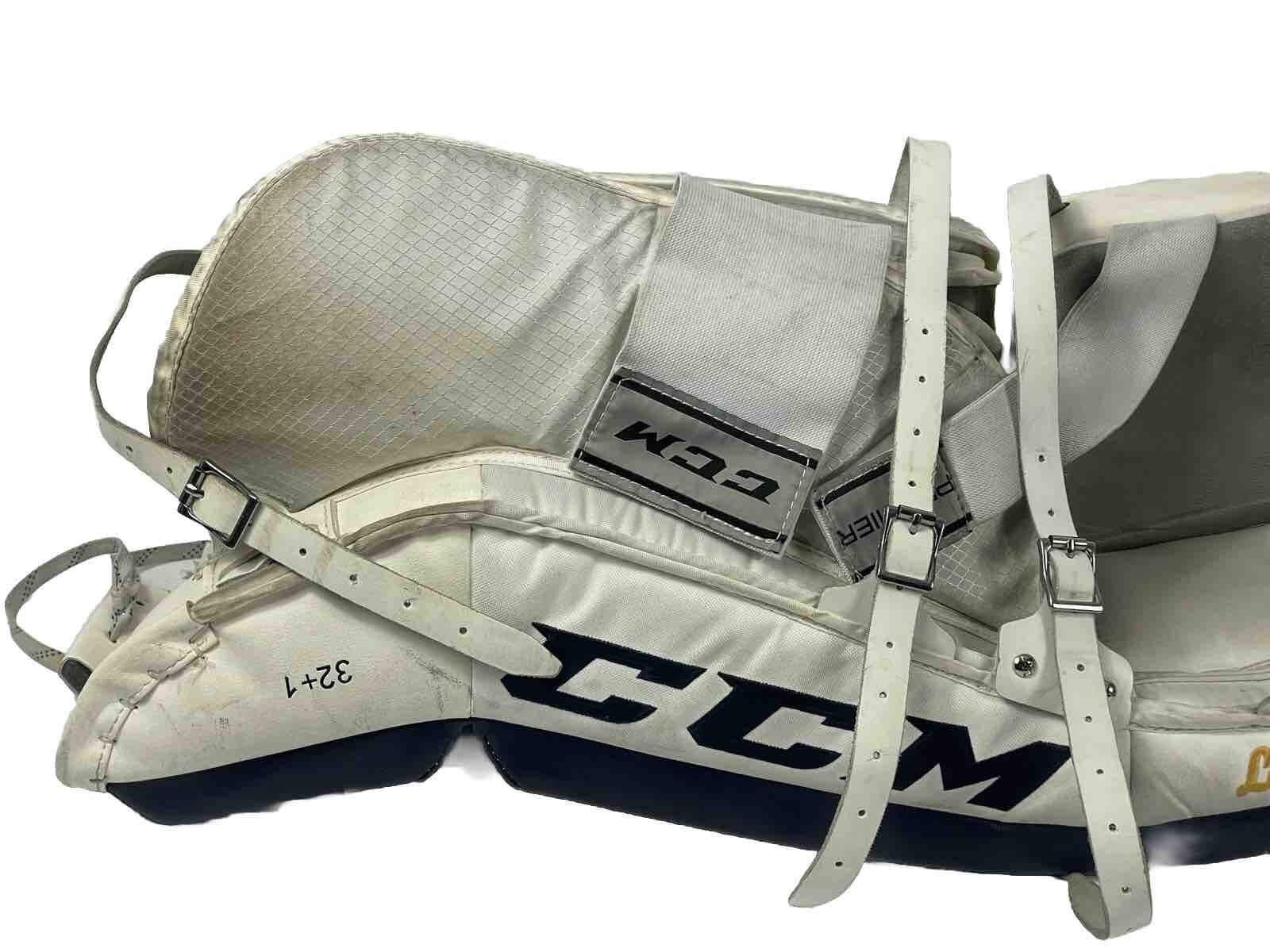 CCM 32+1 Lefevre Premier R1.9 Goalie Leg Pad Pant Leg with Straps GUC Yellow