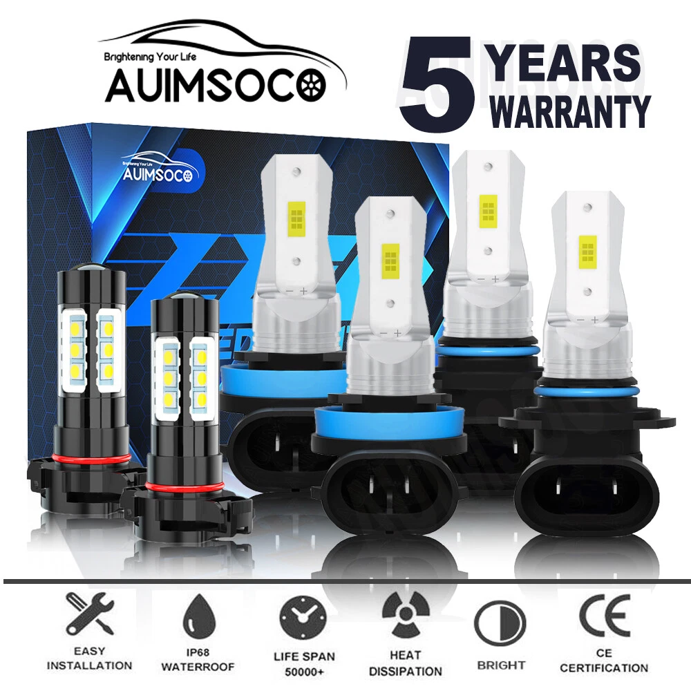 10000K LED Headlight Fog Light Bulbs Kit For Chevy Silverado 1500 2500 2007-2015