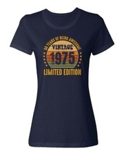 Vintage 1975 50th Birthday Tee - 50 Years Awesome Ladies' Crewneck T-Shirt